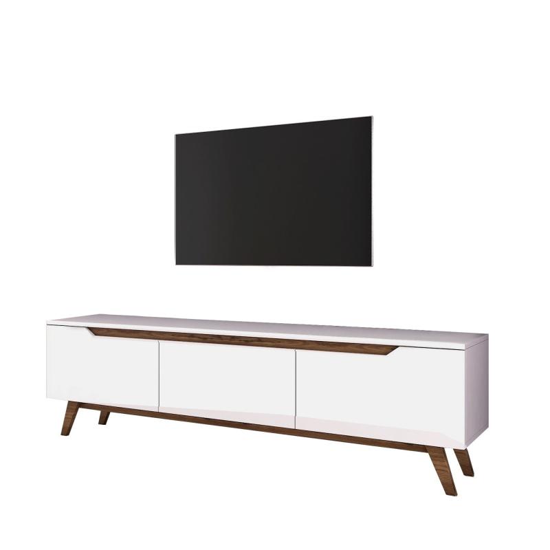 Elegantný TV stolík DIVA 180 cm, MDF, dýha orech, biely