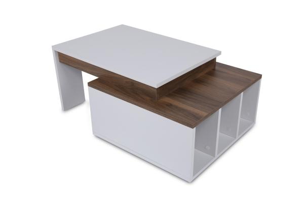 Elegantný konferenčný stolík COLORADO 90 cm, MDF, biely, hnedý