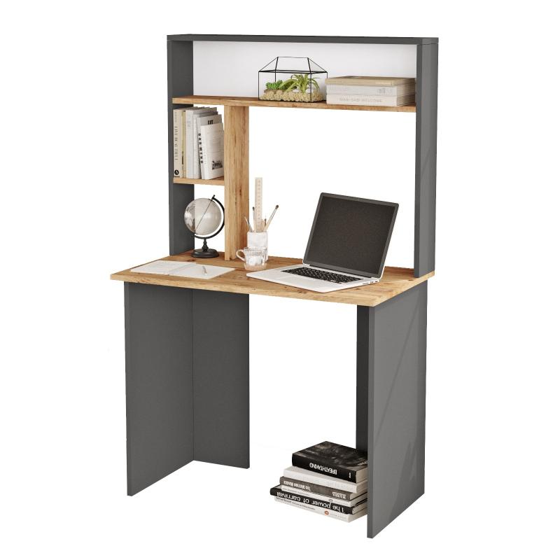 Elegantný pracovný stôl BRAA 90 cm, MDF, svetlo hnedý, šedý
