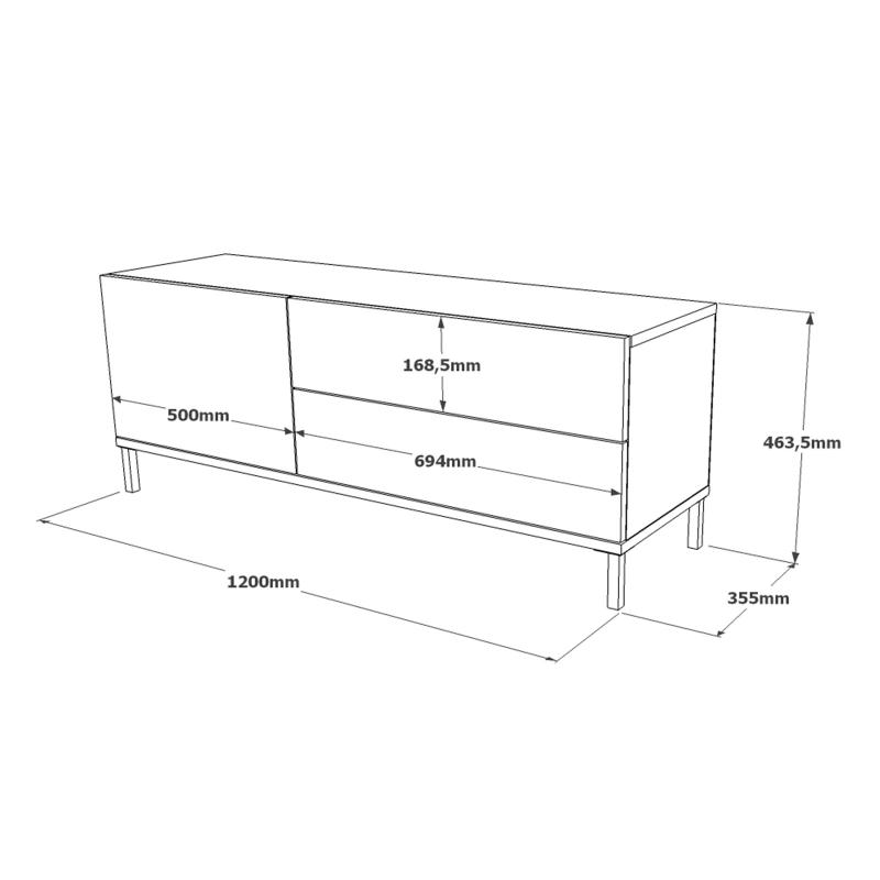 Elegantný TV stolík LUVIO II 120 cm, MDF, šedý