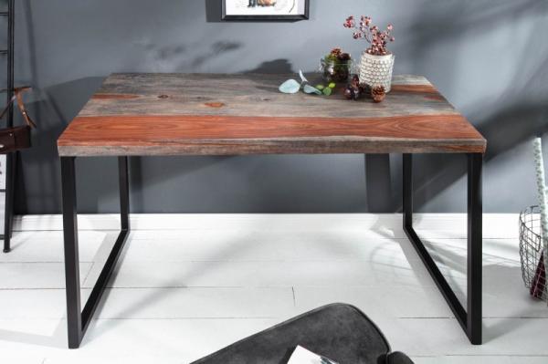 Elegantný pracovný stôl ELEMENTS 118 cm Sheesham Smoke Finish kovový rám