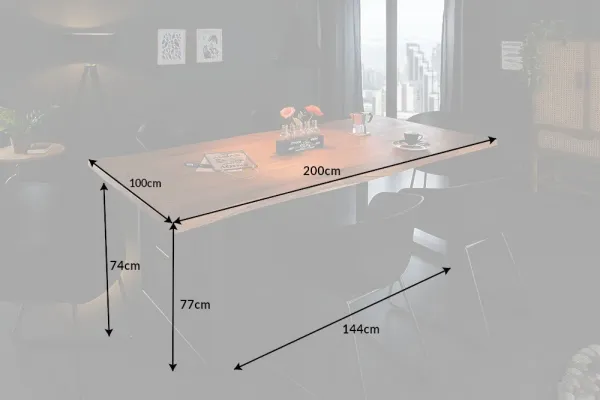 Masívny jedálenský stôl MAMMUT 200 cm akácia, prírodný