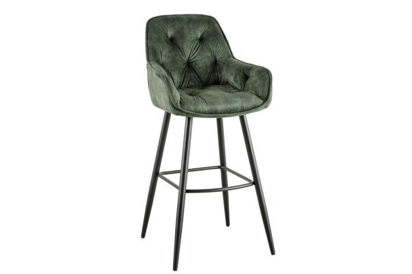 Dizajnová barová stolička MILANO, zelená, zamat