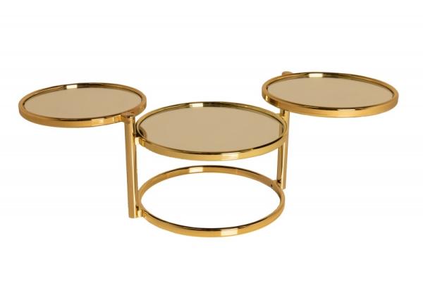 Dizajnový konferenčný stolík ART DECO III 140 cm s 3 úrovňami zlatý