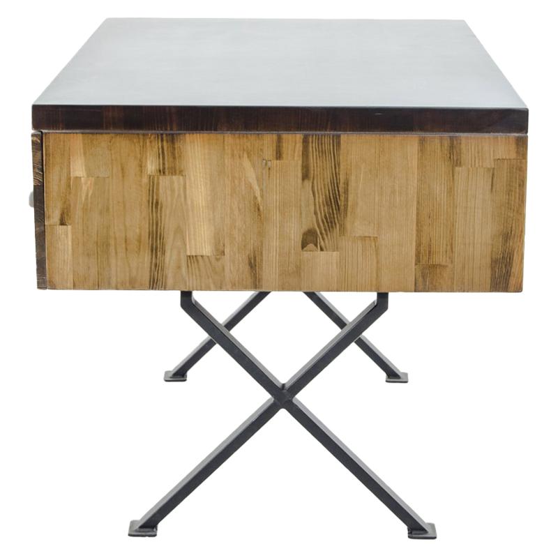 Masívny pracovný stôl PAINTER 115 cm, borovica, hnedý