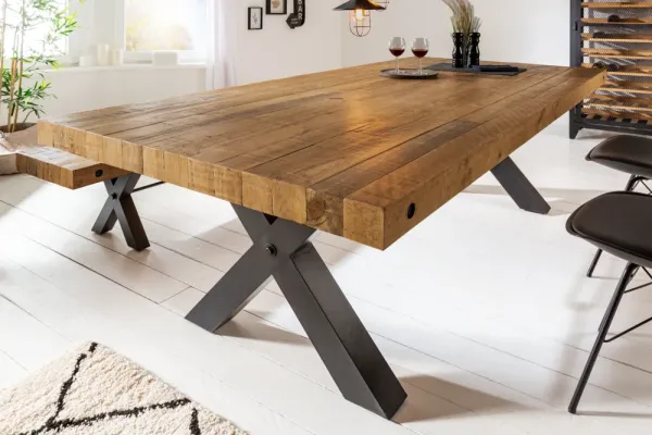 Masívny jedálenský stôl THOR 240 cm z hnedého borovicového dreva