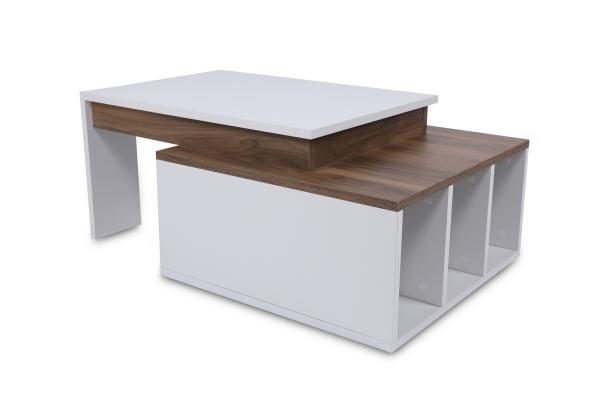 Elegantný konferenčný stolík COLORADO 90 cm, MDF, biely, hnedý