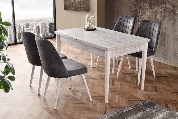 Dizajnový jedálenský stôl AHSAP KELEBEK 130 - 165 cm, orech, biely