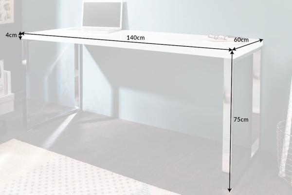 Moderný písací stôl WHITE DESK 140 cm vysoký lesk, biely