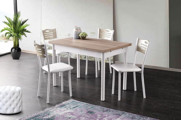 Elegantný jedálenský stôl POLO 110 - 170 cm rozkladací, prírodný, biely