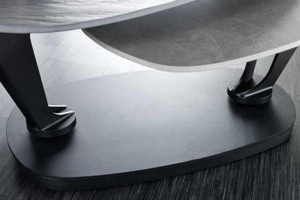 Otočný konferenčný stolík MOVEMENT, čierno šedá betónová bridlicová keramika