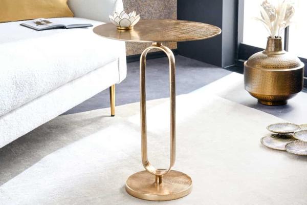 Okrúhly príručný stolík ELEGANCE 60 cm, zlatý