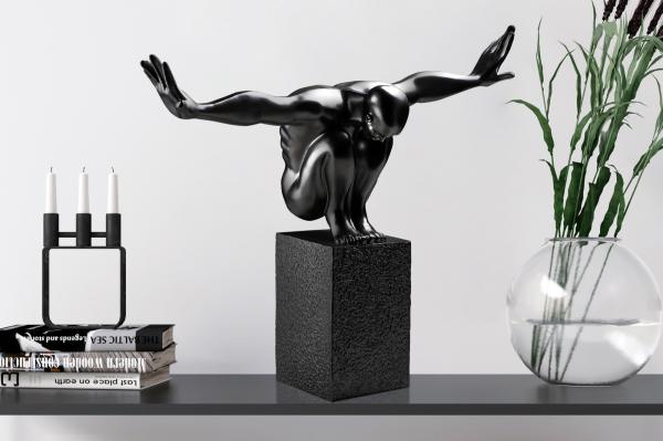 Dizajnová dekoračná socha SAUTER 50 cm, kov, čierna