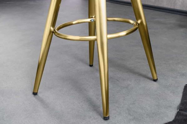 Dizajnová výškovo nastaviteľná otočná barová stolička INDUSTRIAL, zlatá, čierna, kov