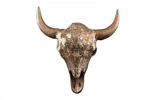 Elegantná býčia hlava MATADOR 56 cm zlatá s ozdobnou mozaikou