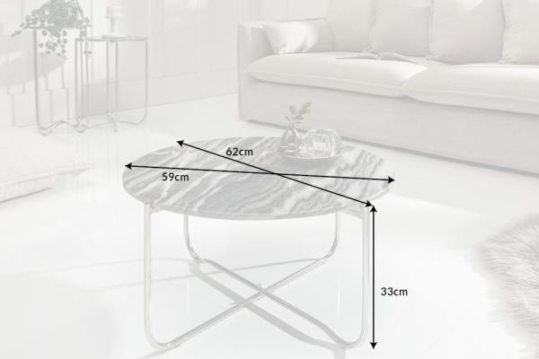 Exkluzívny konferenčný stolík NOBLE II 62 cm šedý, mramor, vysoko kvalitne spracovaný