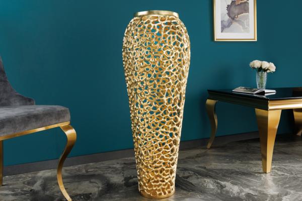 Filigránska váza XXL ABSTRACT LEAF 90 cm, zlatá