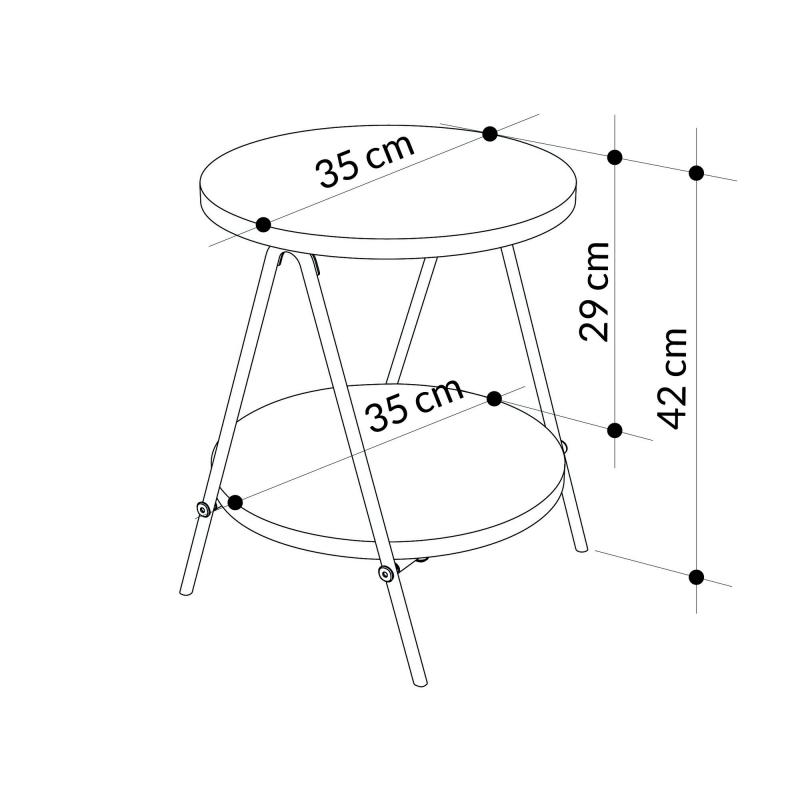 Bočný odkladací stolík ESSEL SIDE 42 cm, MDF, biely