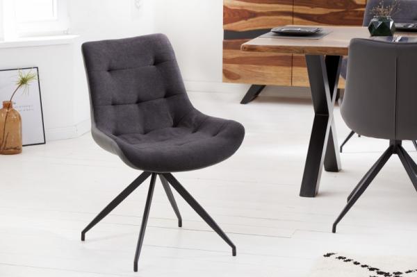Dizajnová stolička DIVANI tmavo šedá, kovový rám čierny v retro štýle