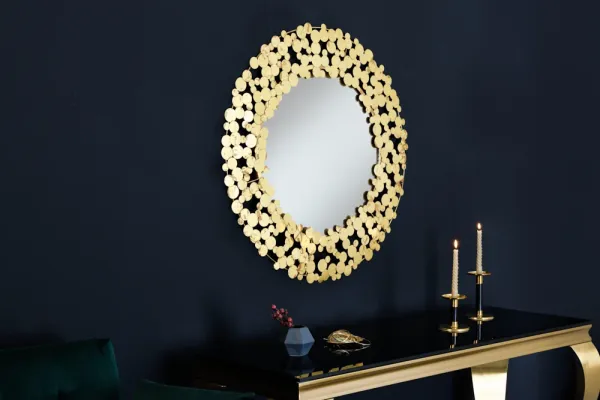 Dizajnové zrkadlo COINS 80 cm zlaté