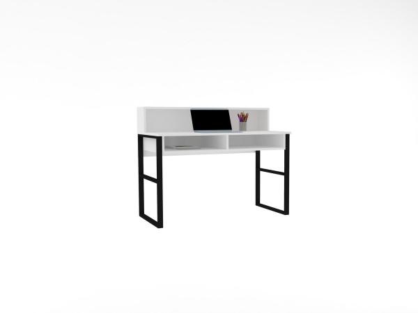 Elegantný pracovný stolík ZAKKUM 120 cm, MDF, biely, čierny