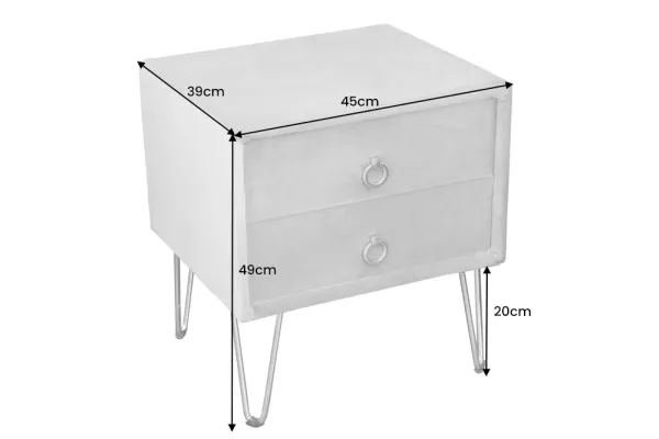 Dizajnový nočný stolík PEARL 50 cm, staroružový, zamat
