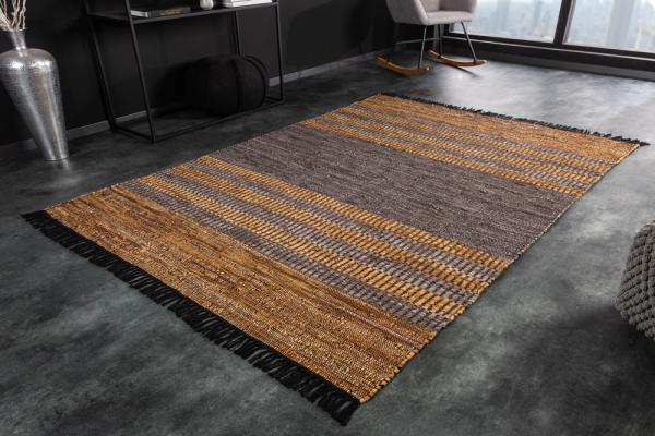 Ručne tkaný koberec INKA 230x160 cm, hnedo šedý, pravá koža