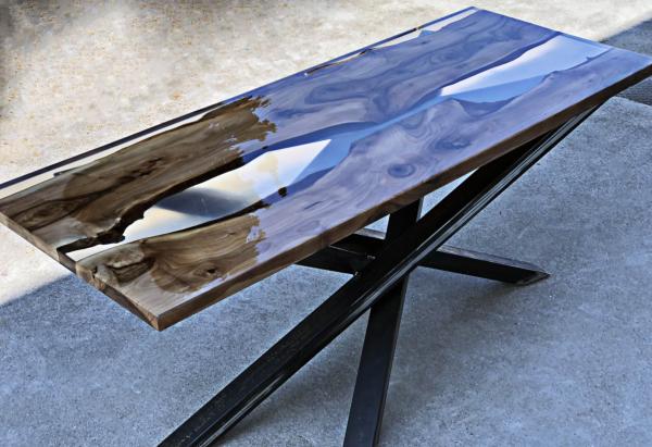 Epoxidový živicový masívny stôl NATURAL 220 cm tmavý orech, prírodný