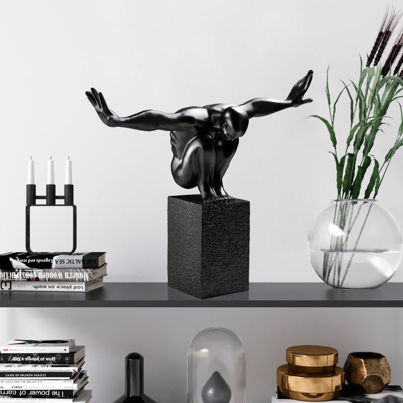 Dizajnová dekoračná socha SAUTER 50 cm, kov, čierna