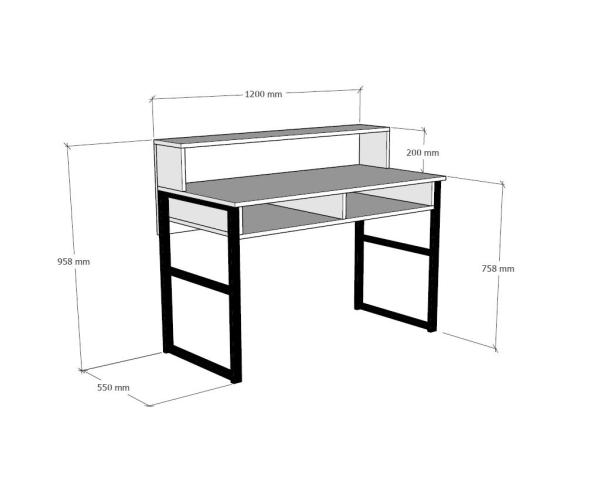 Elegantný pracovný stolík ZAKKUM 120 cm, MDF, biely, čierny