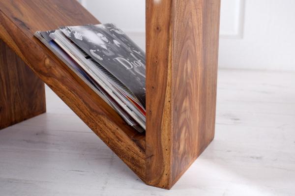 Masívny príručný stolík Z 45 cm sheesham, prírodný