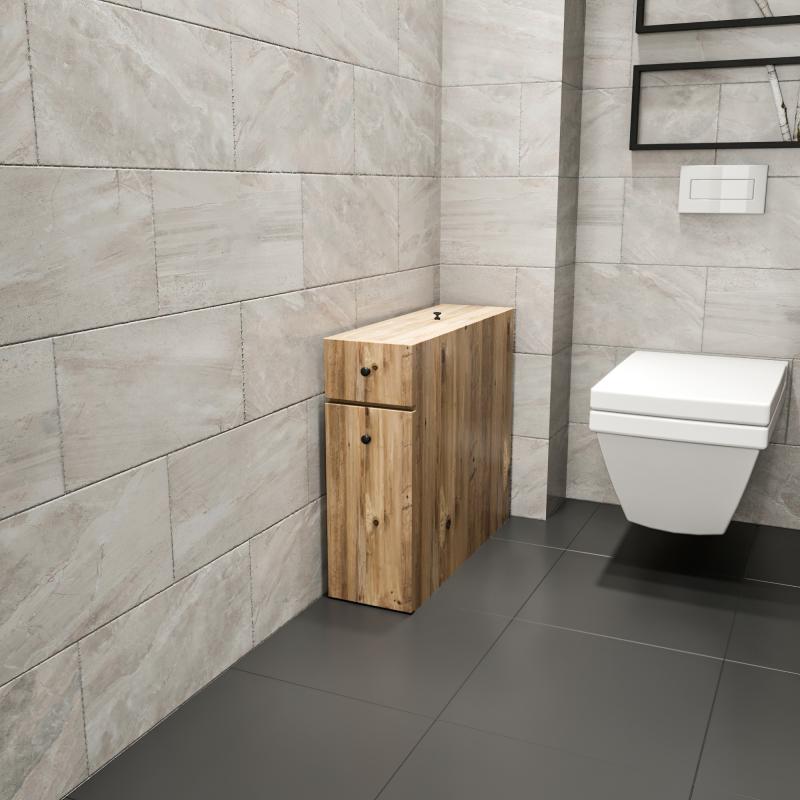 Dizajnová úložná toaletná polica VALENCIA 60 cm, MDF, dub