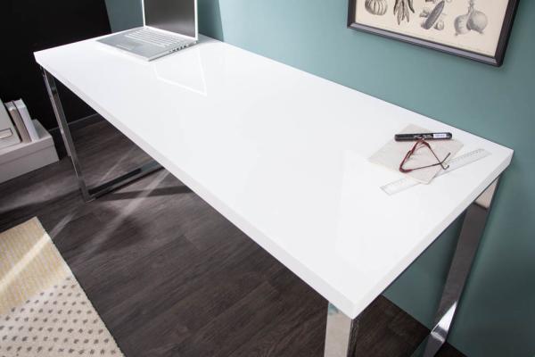 Moderný písací stôl WHITE DESK 140 cm vysoký lesk, biely