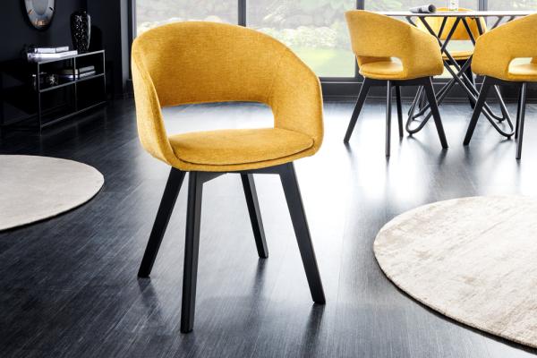 Dizajnová stolička NORDIC STAR žltá, dub
