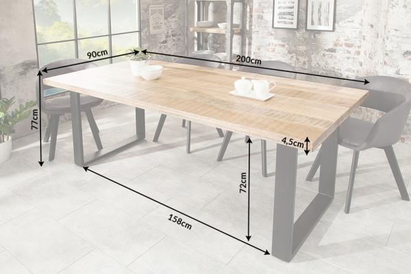 Dizajnový jedálenský stôl IRON CRAFT 200 cm mango, prírodný