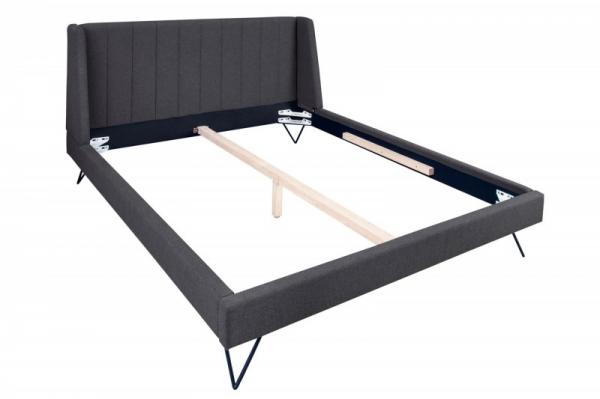 Celočalúnená posteľ LA BEAUTE 160x200 cm antracitová s ozdobným prešívaním
