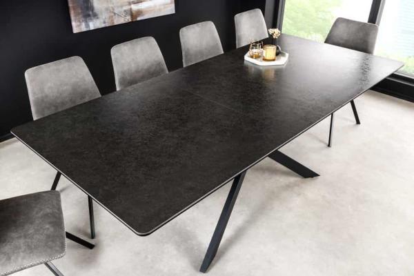 Rozkladací jedálenský stôl ALPINE 160-200 cm, antracit, čierny, keramický