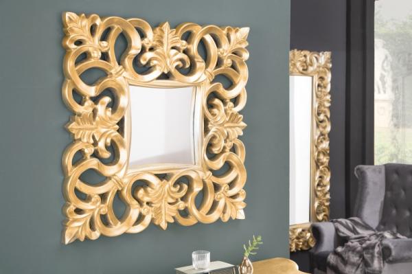 Elegantné nástenné zrkadlo VENICE 75x75 cm zlaté v antickom barokovom štýle