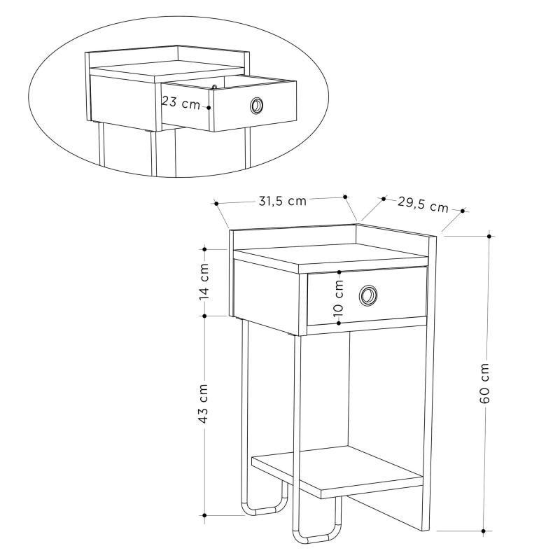 Elegantný nočný stolík KAKTUS 60 cm, MDF, tmavo hnedý