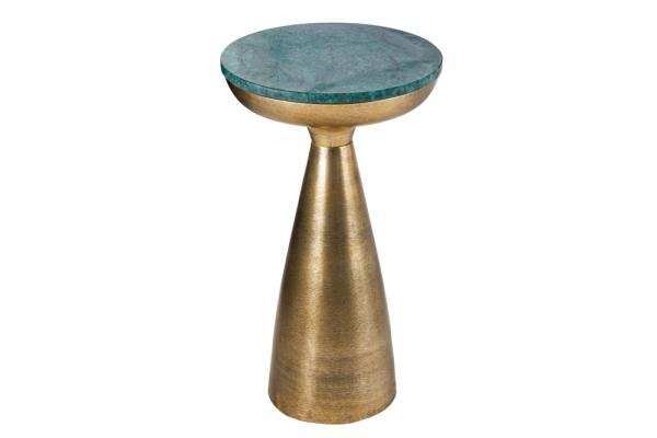 Príručný stolík ELEMENTS okrúhly 55 cm, zlatozelený mramor, zlatý