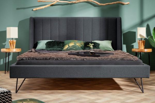 Celočalúnená posteľ LA BEAUTE 160x200 cm antracitová s ozdobným prešívaním