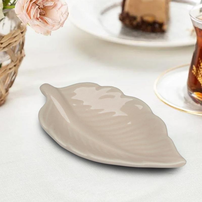 Elegantný tanierik na jednohubky HAMY 13 cm, keramika, krémový