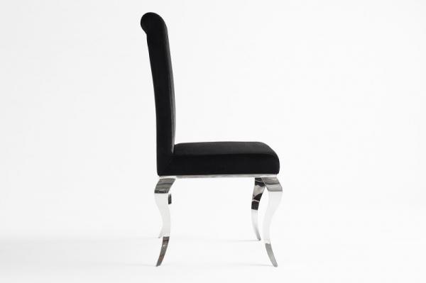Elegantná stolička MODERN BAROQUE, čierna zamat, nerezová oceľ