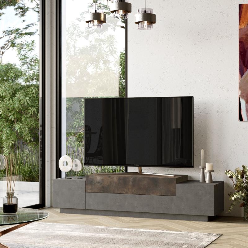 Moderný TV stolík FLOYD 160 cm, MDF, šedo hnedý