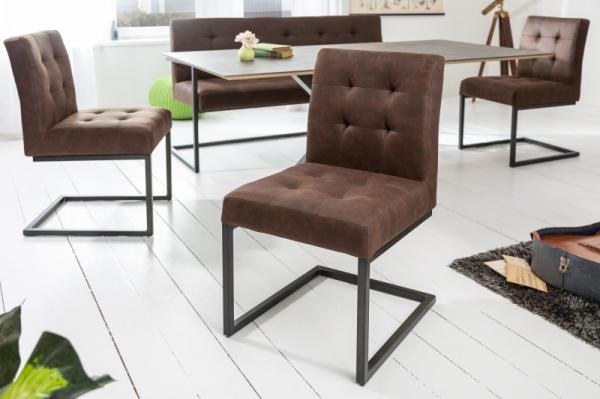 Priemyselná konzolová stolička RIDER vintage hnedá s kovovým rámom