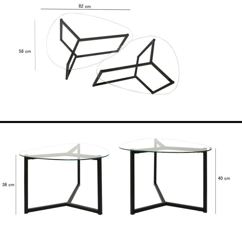 Dizajnová sada konferenčných stolíkov BELLISIMO 82 cm, čierna