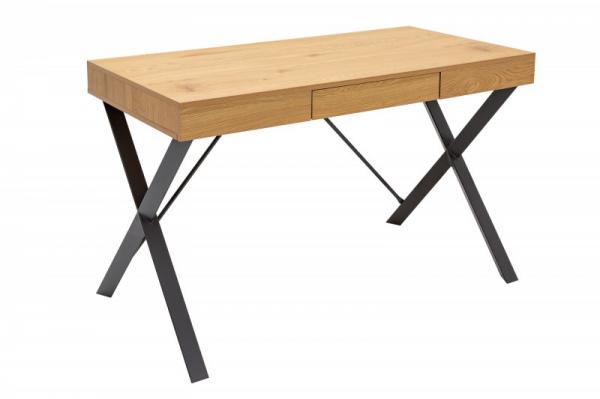 Priemyselný stôl STUDIO 110 cm dub so zásuvkou, prírodný, čierny
