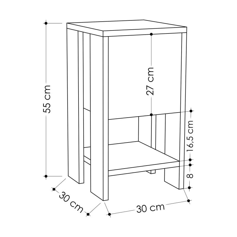 Elegantný nočný stolík EMA 55 cm, MDF, dubová dýha, antracit