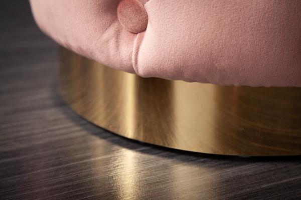 Elegantná taburetka MODERN BAROQUE CHESTERFIELD 38 cm zamat, staroružová, zlatá