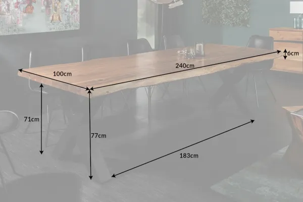 Masívny jedálenský stôl MAMMUT NATURE 240 cm akácia, honey